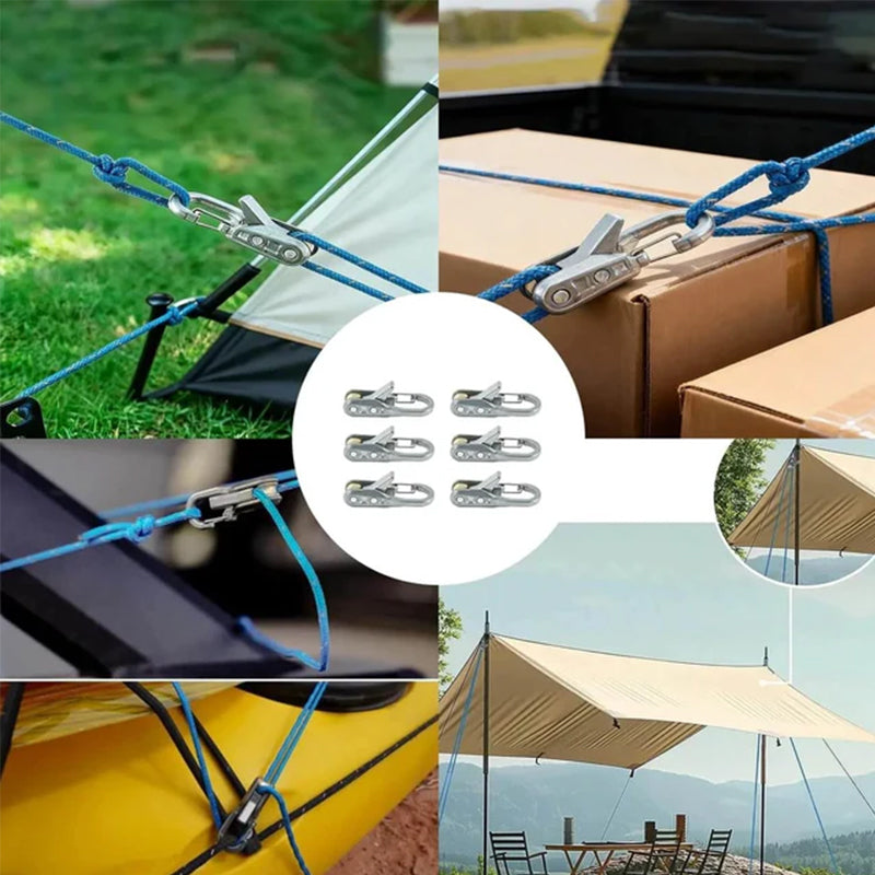 Tensores de cuerda para camping, juego de 6 con cordones reflectantes