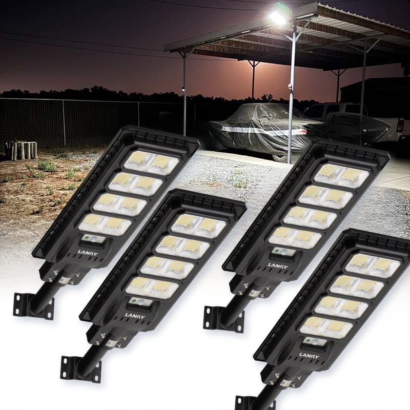 4-Pack Solar Parking Lot Lights with Mounting Brackets