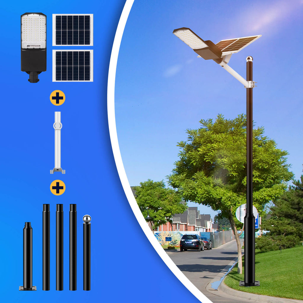 1400W Solar Street Light with Pole – 30,000 Lumens