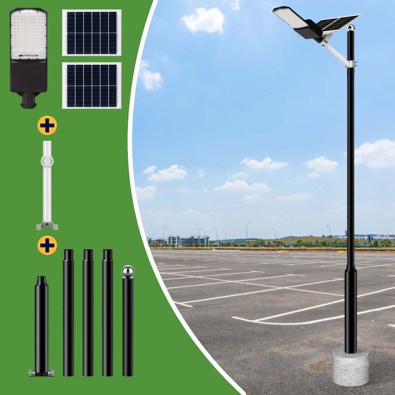 1400W Solar Street Light with Pole – 30,000 Lumens