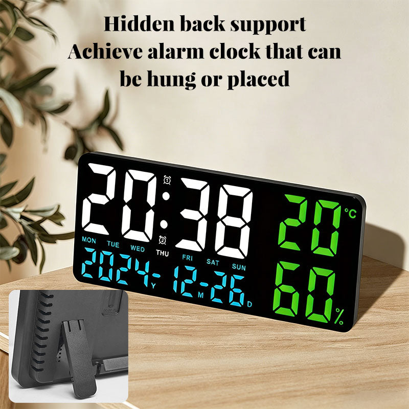 LED Digital Wall Clock with Temperature, Humidity & Remote Control