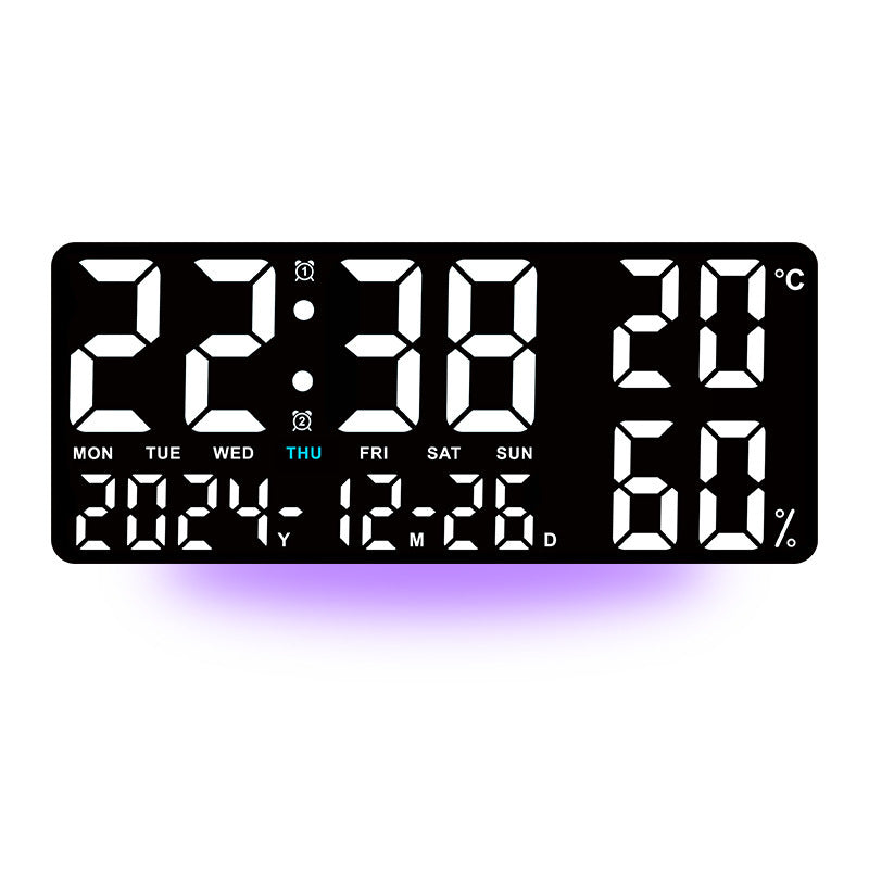 LED Digital Wall Clock with Temperature, Humidity & Remote Control