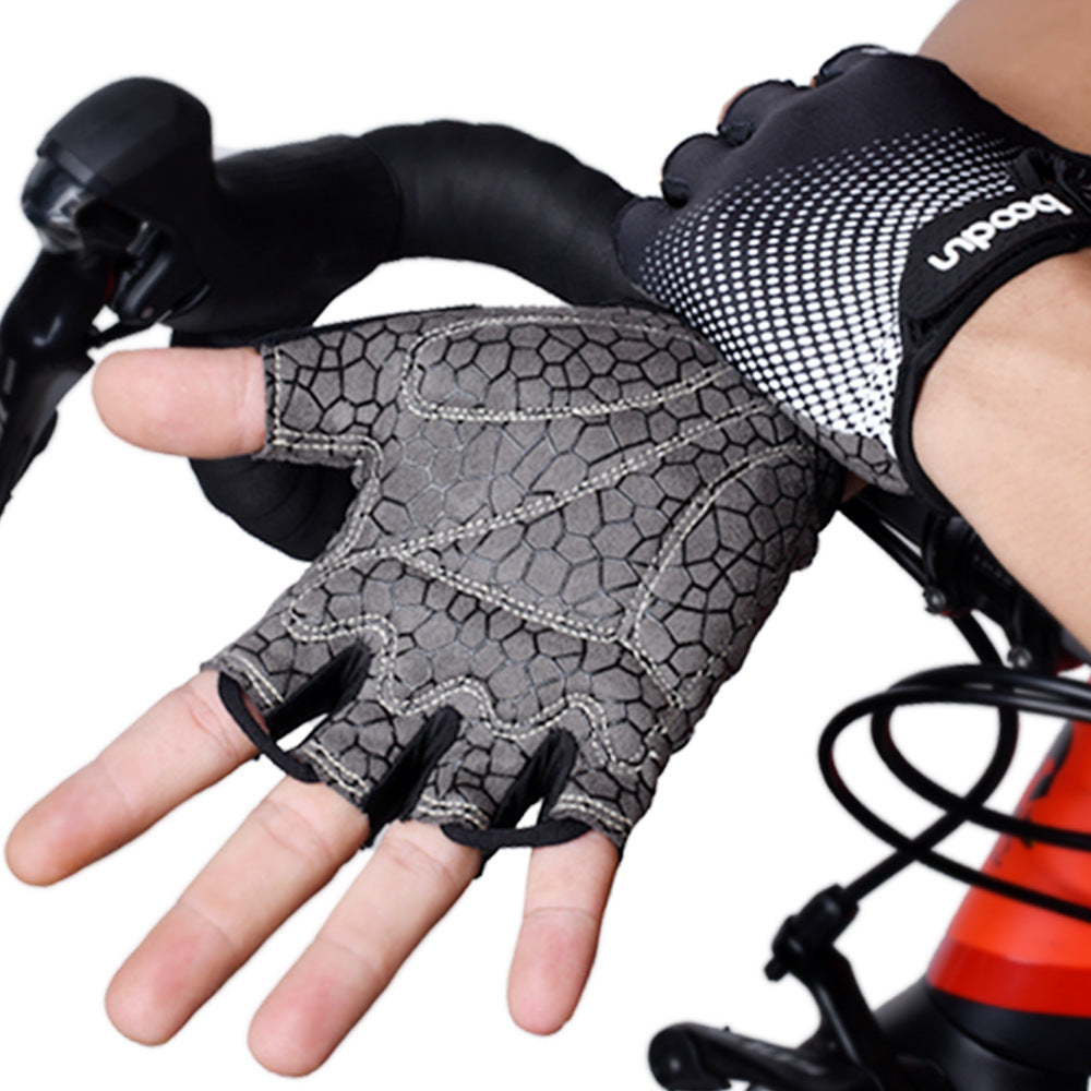 Boodun Outdoor Cycling Gloves Half Finger Palm Silicone SBR Sports Lycra Cycling Gloves