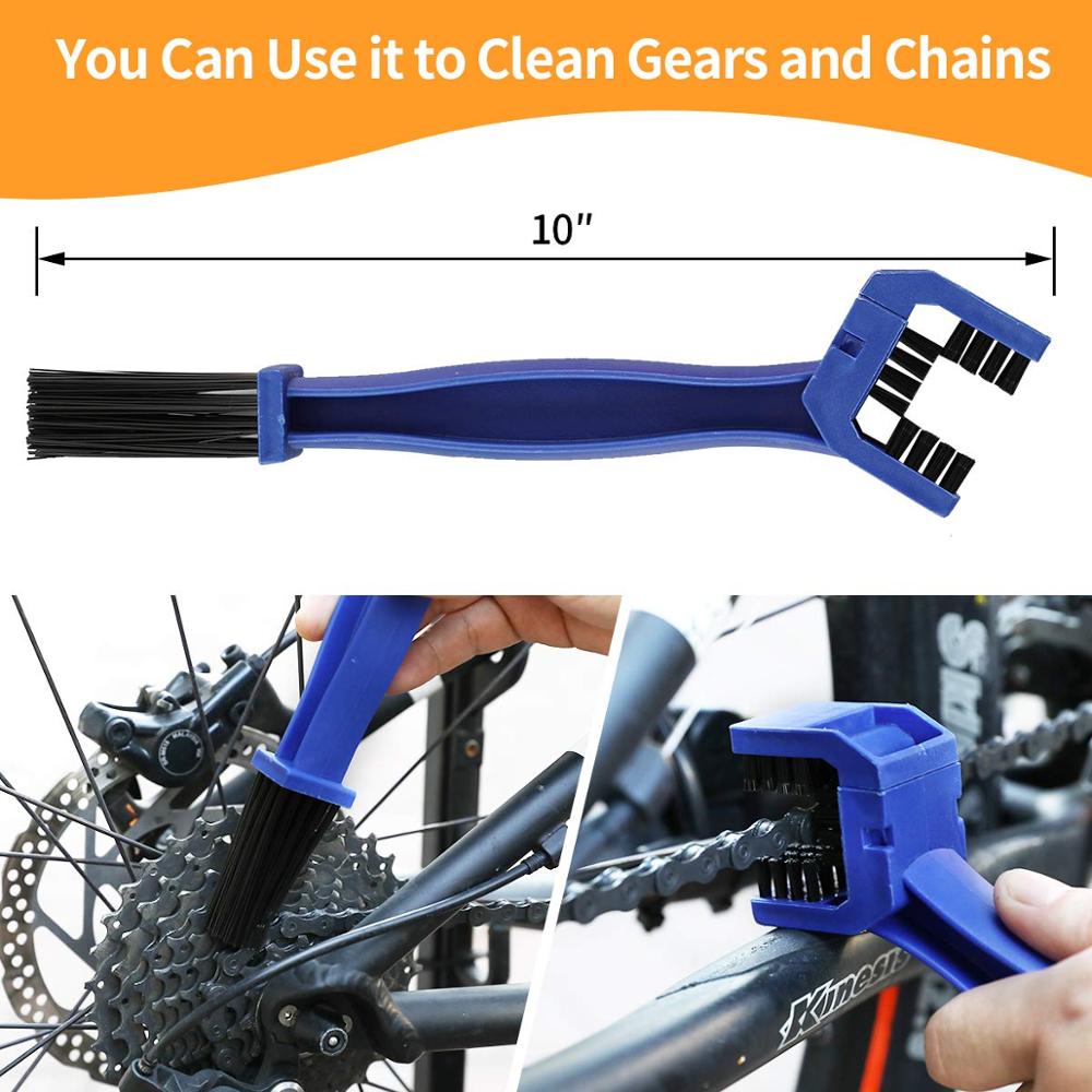 8 PCS Bike Chain Cleaner Clean Machine Brushes Cycling Cleaning Kit Bicycle Brush Maintenance Tool for Mountain, Road, City, BMX
