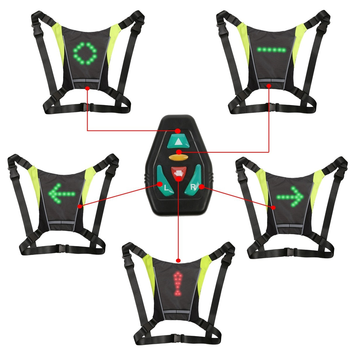 Cycling LED Signal Vest Bike Safety Wireless Turn Signal Light Riding Running Lighting Vest Safety Reflective Warning Vests