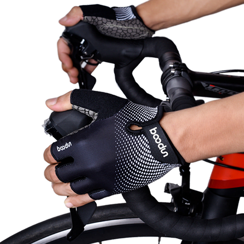 Boodun Outdoor Cycling Gloves Half Finger Palm Silicone SBR Sports Lycra Cycling Gloves