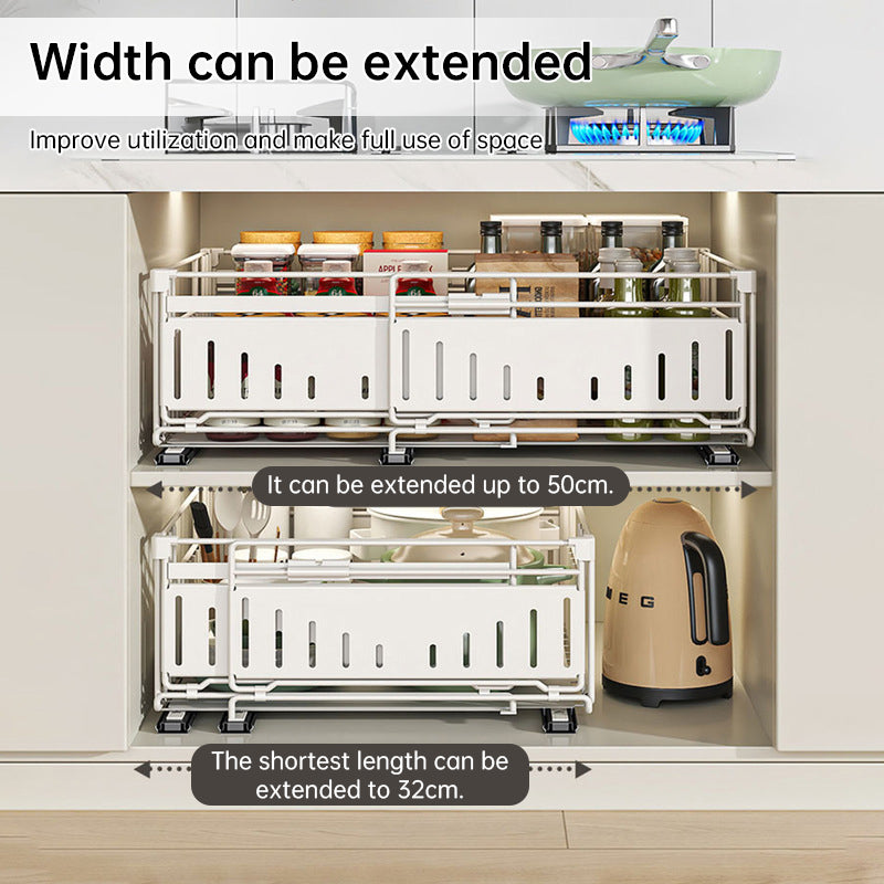 Organizador extraíble para gabinete de cocina, ajustable de 33 a 49 cm