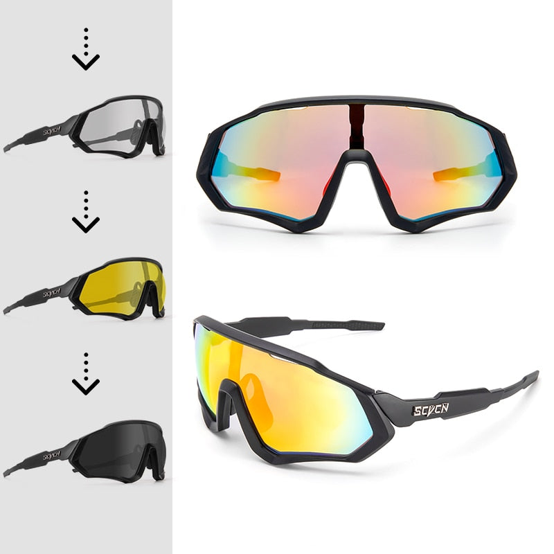 New Style Photochromic Sport Cycling Glasses Bicycle Eyewear Mountain Bike Cycling Goggles UV400 Polarized Road Sunglasses