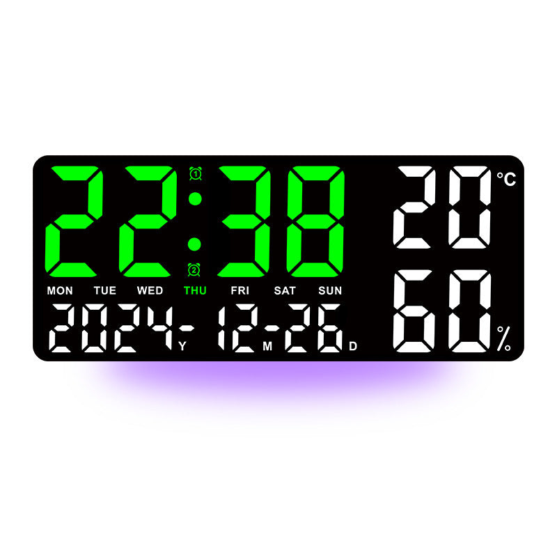 LED Digital Wall Clock with Temperature, Humidity & Remote Control