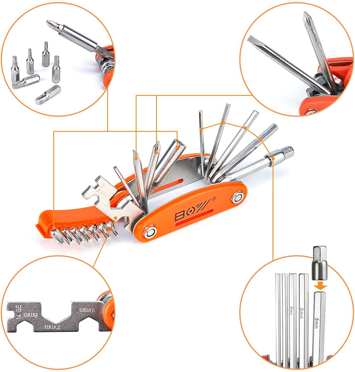 20 in 1 Bicycle Multi-Blade Knife, Mountain Bike & Bike Bone Repair Tool Wrench Portable