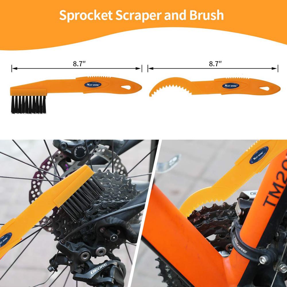 8 PCS Bike Chain Cleaner Clean Machine Brushes Cycling Cleaning Kit Bicycle Brush Maintenance Tool for Mountain, Road, City, BMX