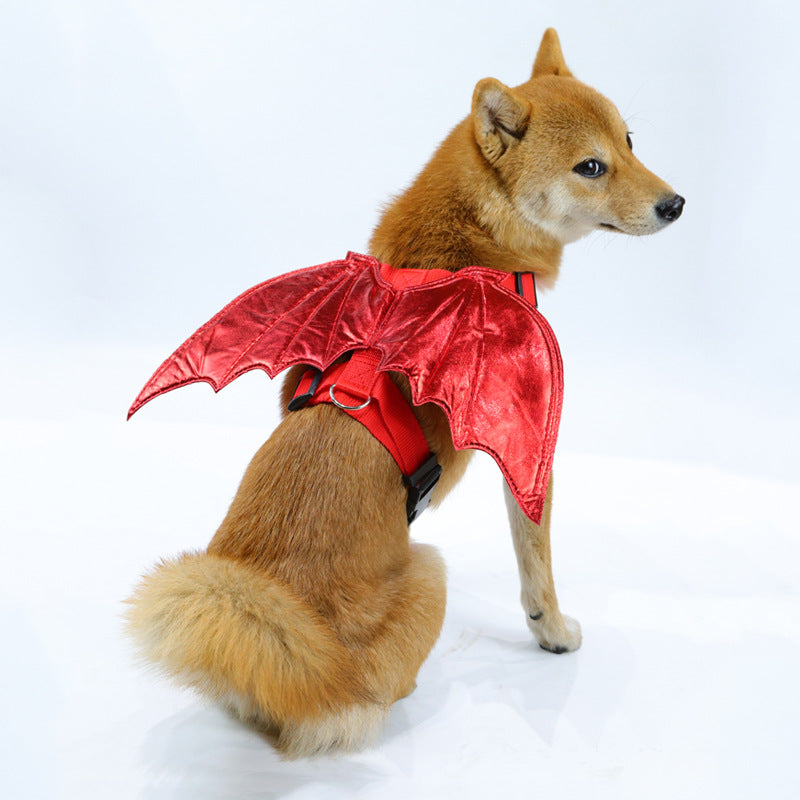 Pet Halloween dress up costume pet Halloween accessories chest and back traction rope pet bat transformation outfit