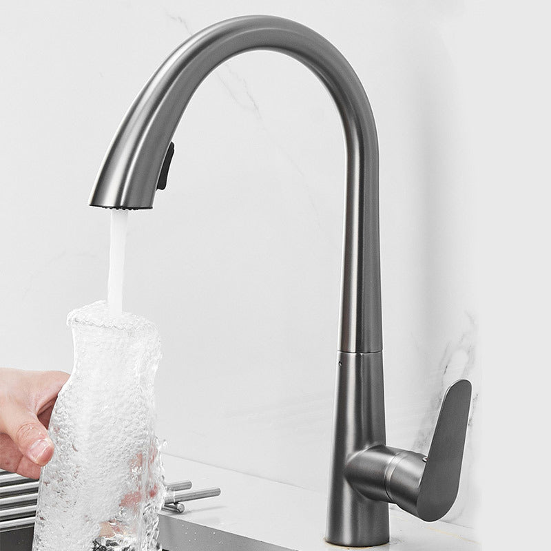 Removable 304 Stainless Steel Kitchen Sink in Polished Gold, with a pull-down faucet for hot and cold water.