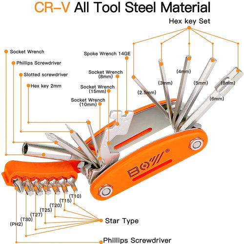 20 in 1 Bicycle Multi-Blade Knife, Mountain Bike & Bike Bone Repair Tool Wrench Portable