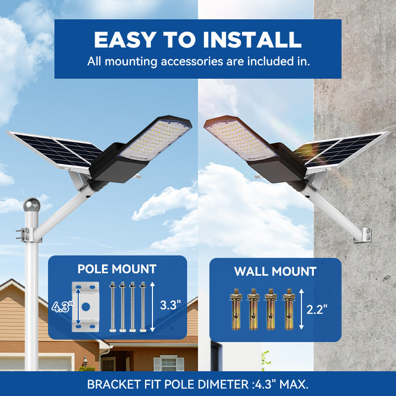 1400W Solar Street Light with Pole – 30,000 Lumens