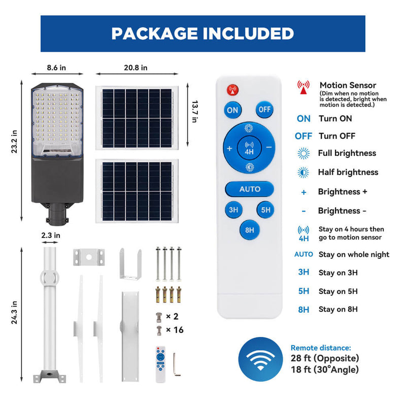 1400W Solar Street Light with Pole – 30,000 Lumens