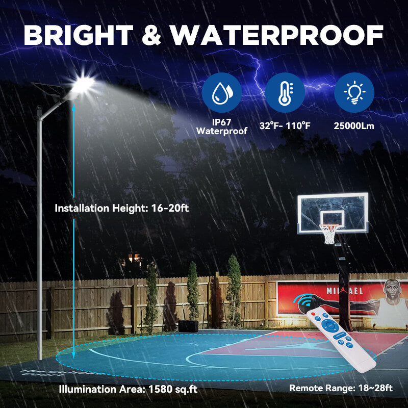 1400W Solar Street Light with Pole – 30,000 Lumens