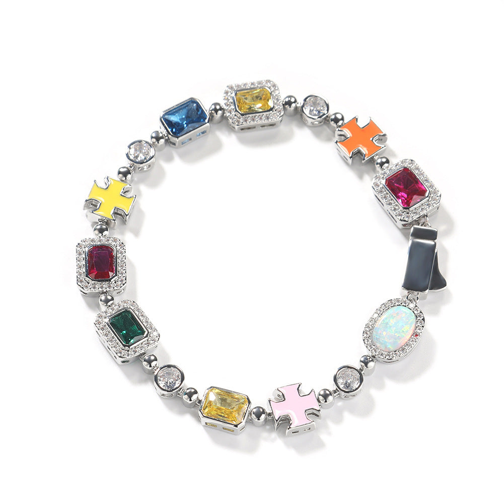 Hip-Hop Multicolored Stone Necklace & Bracelet Options
