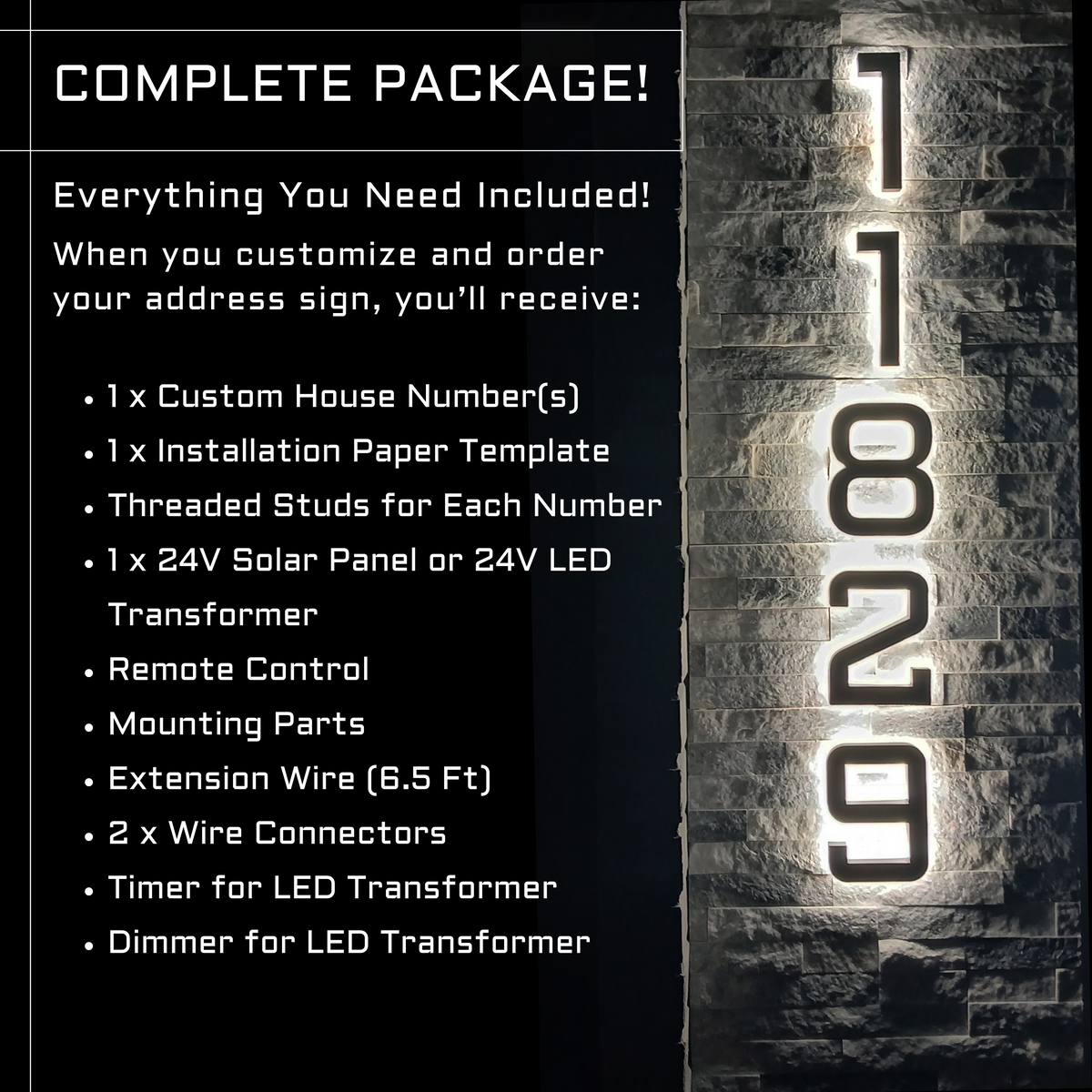 Custom Backlit LED House Numbers for Outdoor Use