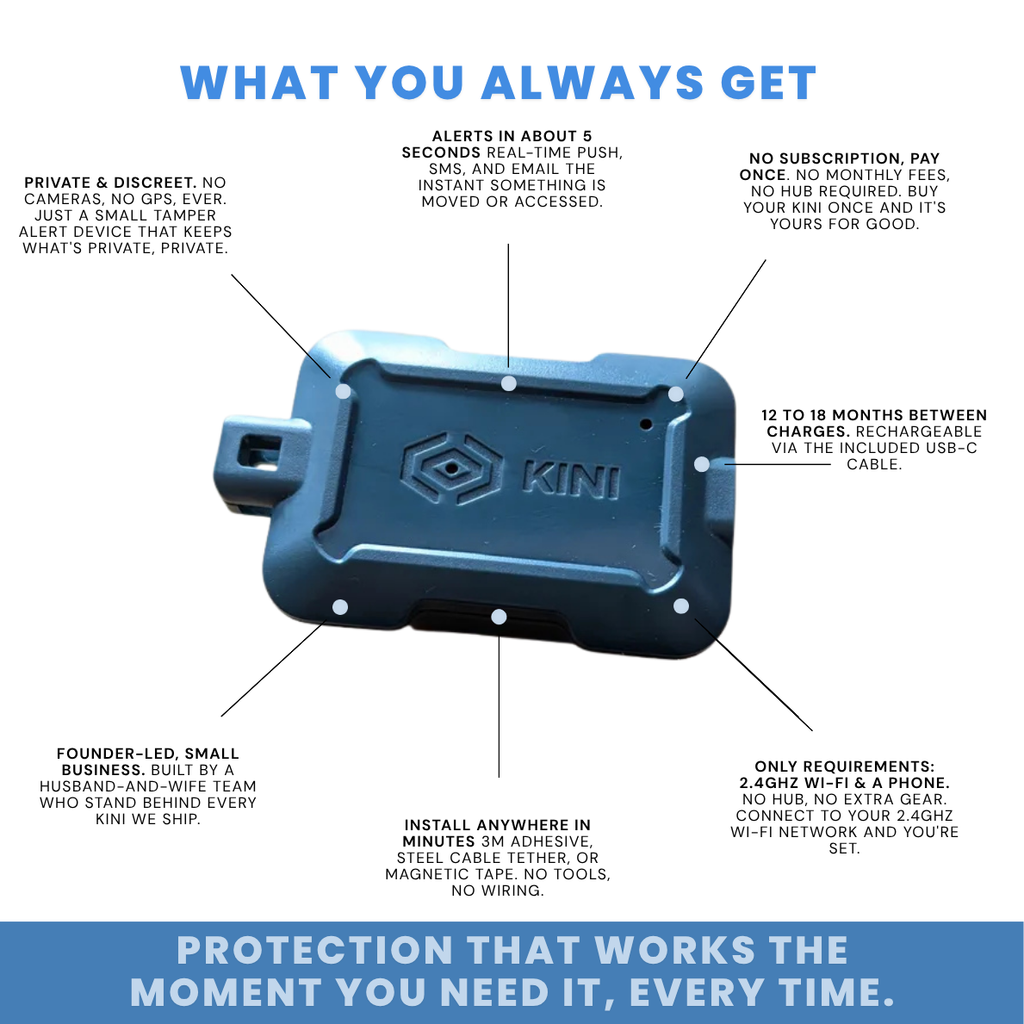 Kini SafeAlert Wi-Fi Tamper Alert Device with SMS, Email & App Notifications